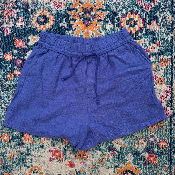 Maeve by Anthropologie High Waisted Purple Pull-on‎ Shorts Linen Blend Size M - Picture 1 of 7